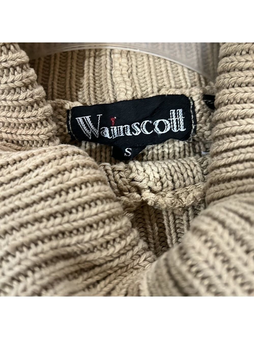 Wainscott Beige Cable Knit Turtleneck Sweater Small - Picture 3 of 3